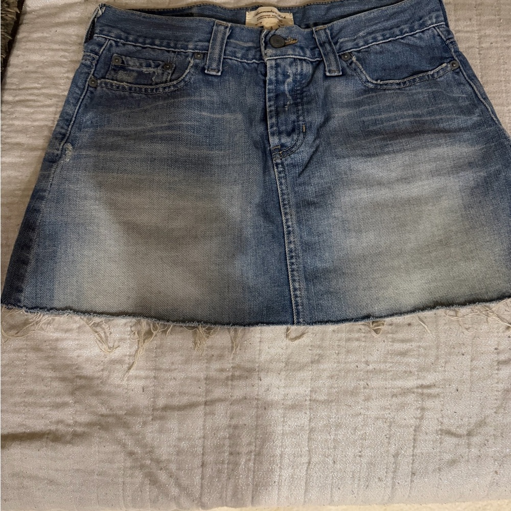 Abercrombie & Fitch Faded Blue Denim Mini Skirt